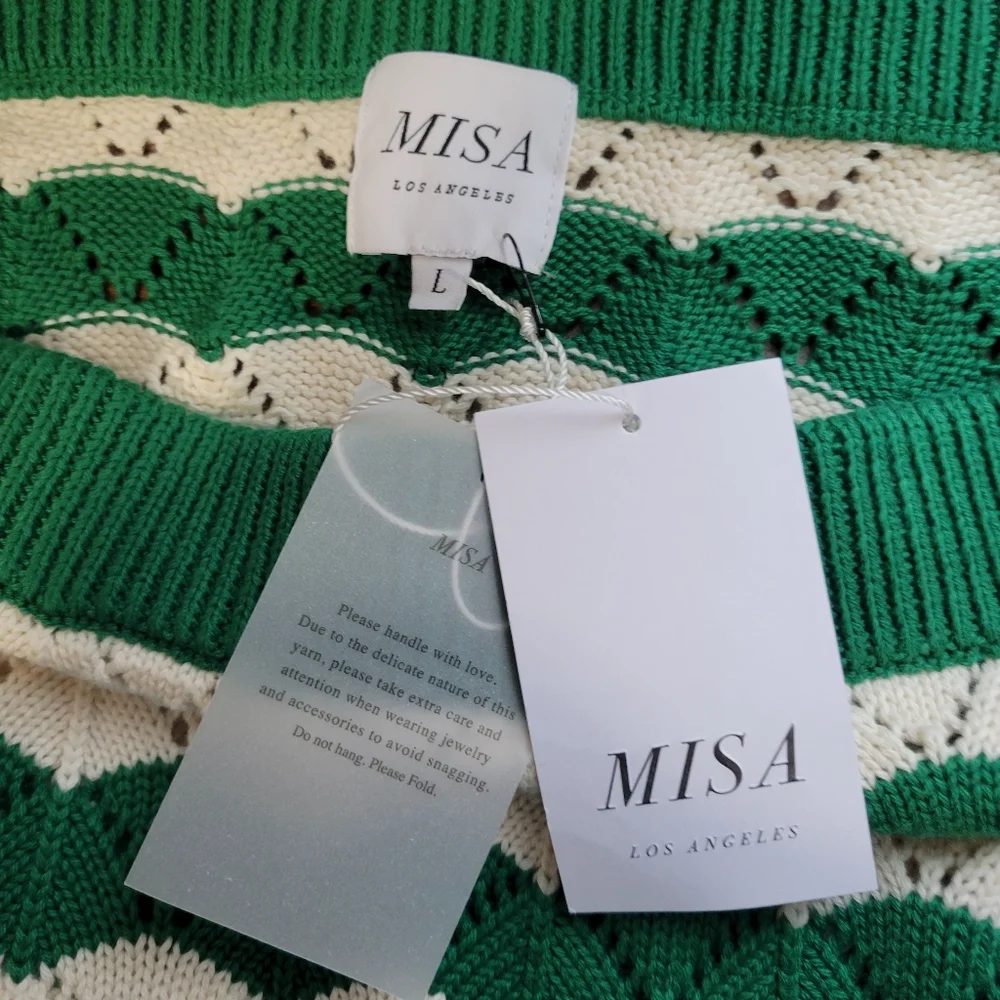 NEW MISA LOS ANGELES melina crochet midi skirt in emerald green - Picture 9 of 11